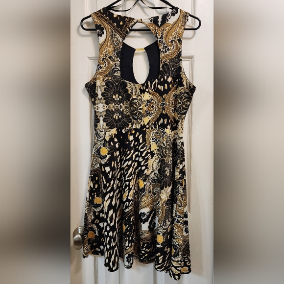 NWOT Nicki Minaj Collection Black and Gold Skater Mini Dress - Picture 3 of 4